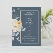 IETS BLAUWS, PASTEL BLOEMEN BRUILOFT KAART (Staand voorkant)