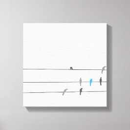 Iets Blauws | Simpele Vogel Lucht Schildering Canvas Afdruk