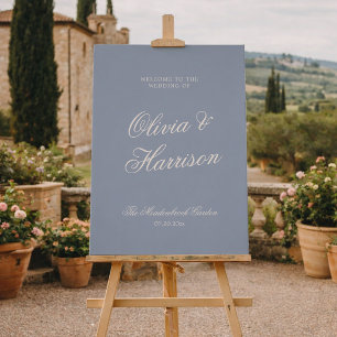 Iets Blauws Stof Blauw Elegant Welkomstbord Poster