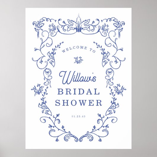 Iets Blauws Victoriaanse Bruidsdouche Ontvangst Poster (Voorkant)