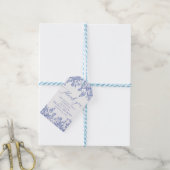Iets Blauws Vintage Blauwe Bloemachtige Bruiloftss Cadeaulabel (Met Touw)