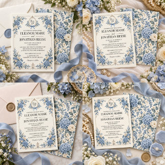 Iets Blauws Vintage Erfstuk Bloemachtige Bruiloft Kaart