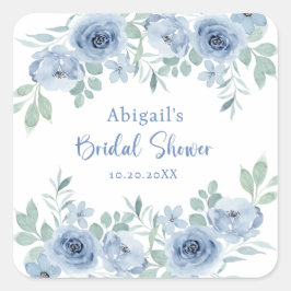 IETS BLAUWS VOOR IK DOE EEN BRUIDSSHOWER MET BLOEM VIERKANTE STICKER