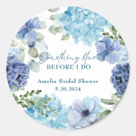 Iets blauws voor ik hydrangea bruidsdouche doe ronde sticker