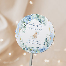 Iets Blauws Voor Ik Trouw Bloemige Bruidsfeest Ronde Sticker