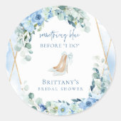 Iets Blauws Voor Ik Trouw Bloemige Bruidsfeest Ronde Sticker (Voorkant)
