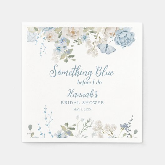 Iets Blauws voor Ik Trouw Florale Bruidsborrel Servet (Voorkant)