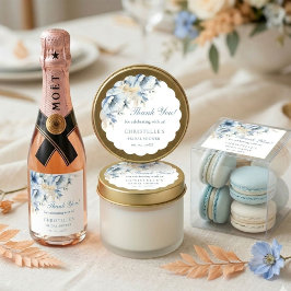 Iets blauws voor ik trouw met bloemen Bruidsfeestj Bedankjes Labels