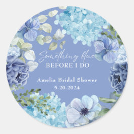 Iets blauws voor mijn bruidsdouche met hortensia ronde sticker