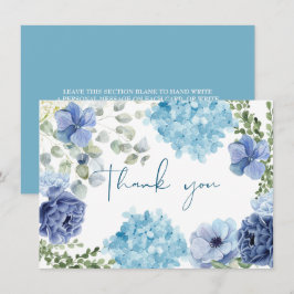 Iets blauws voor mijn bruiloft met hydrangea baby  bedankkaart