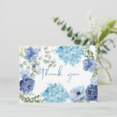 Iets blauws voor mijn trouwdag hydrangea bruidsdou bedankkaart (Staand voorkant)