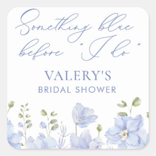 Iets Blauws Voordat Ik Bloemen Doe Bruidsdouche Vierkante Sticker