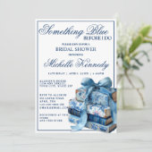 Iets Blauws Voordat Ik Doe Elegante Bruidsborrel Kaart (Staand voorkant)