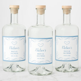 Iets Blauws Voordat Ik Een Elegante Bruidsuitnodig Likeurfles Etiket