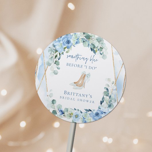 Iets Blauws Voordat Ik Trouw Bloemige Bruidsdouche Ronde Sticker