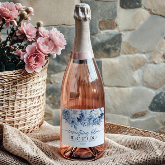 Iets Blauws Voordat Ik Trouw Bloemige Bruidsdouche Sparkling Wijnetiket