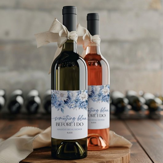 Iets Blauws Voordat Ik Trouw Bloemige Bruidsontbij Wijn Etiket