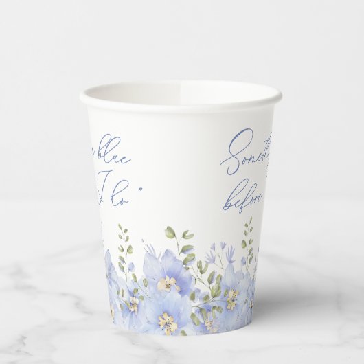 Iets Blauws Voordat Ik Trouw Bloemige Bruidsuitnod Papieren Bekers (Links)