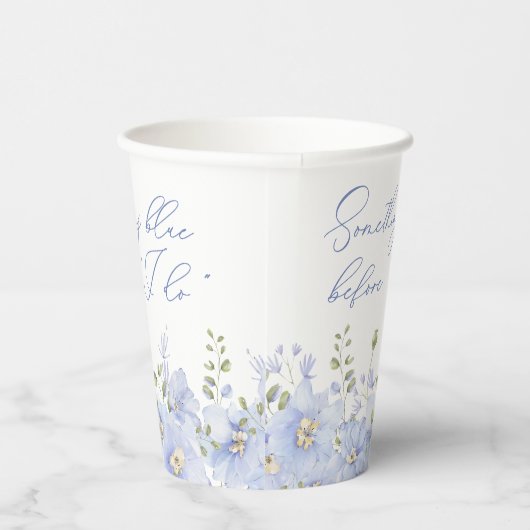 Iets Blauws Voordat Ik Trouw Bloemige Bruidsuitnod Papieren Bekers (Rechts)
