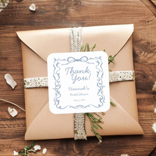 Iets Blauws Voordat Ik Trouw Bruidsfeest Favor Vierkante Sticker