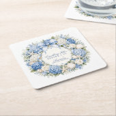 Iets Blauws Voordat Ik Trouw Hydrangea Bruidsontbi Kartonnen Onderzetters (Schuin)