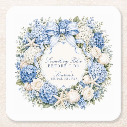 Iets Blauws Voordat Ik Trouw Hydrangea Bruidsontbi Kartonnen Onderzetters (Voorkant)