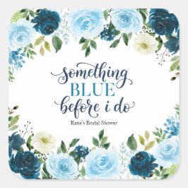 Iets Blauws Voordat Ik Trouw Navy Florale Bruidsfe Vierkante Sticker