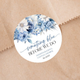Iets Blauws Voordat We Een Bloemenkoppels Bruisfee Ronde Sticker