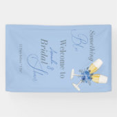 Iets Blauws Waterverf Bloemachtig Bruidsdiner Spandoek (Horizontaal)