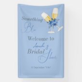 Iets Blauws Waterverf Bloemachtig Bruidsdiner Spandoek (Verticaal)