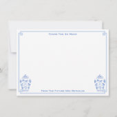 Iets Blauws Waterverf Gemberpot Bruidsdouche Bedankkaart (Voorkant)