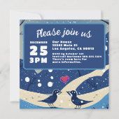 Iets Blauws Winter Liefdes Vogels Bruiloft Save The Date (Achterkant)