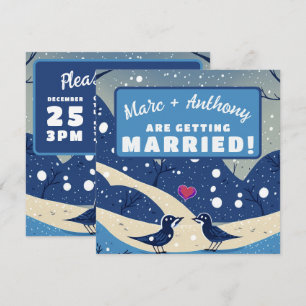 Iets Blauws Winter Liefdes Vogels Bruiloft Save The Date
