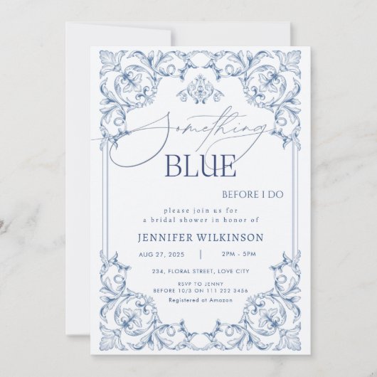 Iets Blauwse Regency Bruiloft Koude Feestje Kaart (Voorkant)