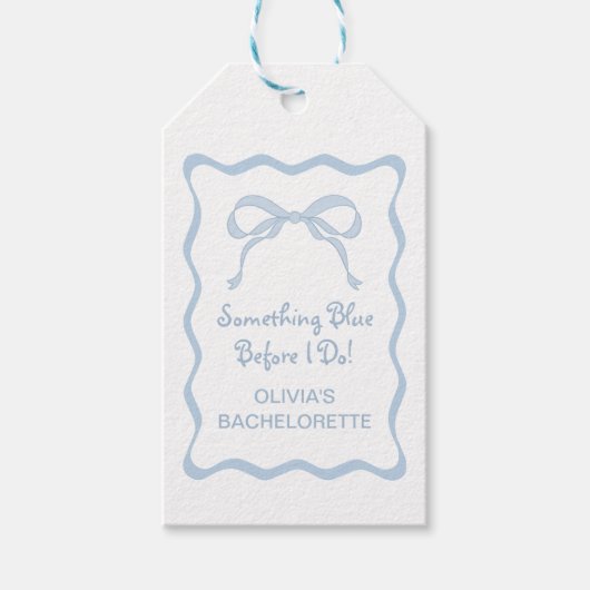 Iets Blue Bachelorette Party gunst Cadeaulabel (Voorkant)