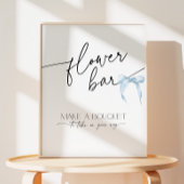 Iets Blue Bow Flower Bar Vrijgezellenfeest Reclamebord Met Voetstuk