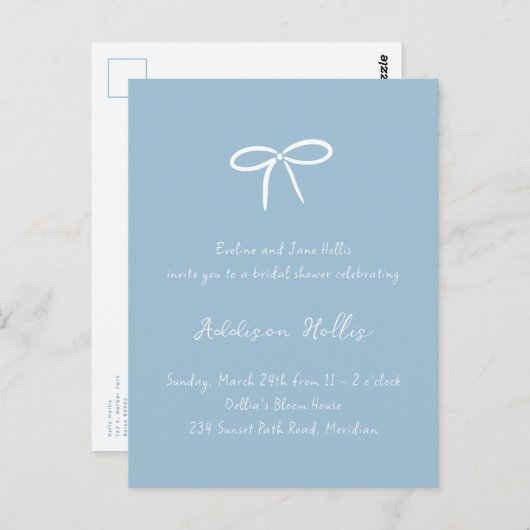 Iets Blue Bow Vrijgezellenfeest Briefkaart (Voorkant / Achterkant)