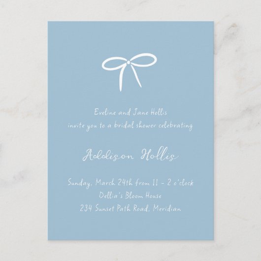 Iets Blue Bow Vrijgezellenfeest Briefkaart (Voorkant)