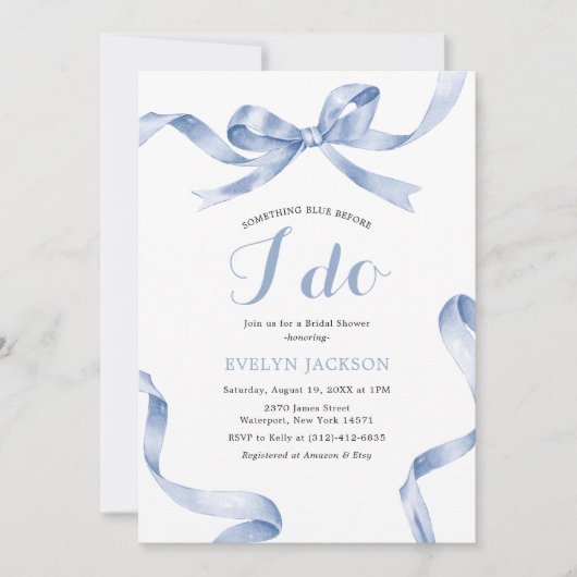 Iets Blue Bow Vrijgezellenfeest Kaart (Voorkant)