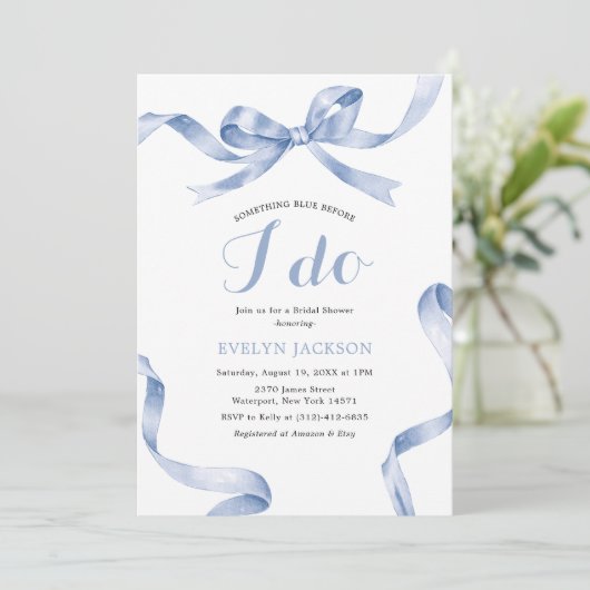 Iets Blue Bow Vrijgezellenfeest Kaart (Staand voorkant)