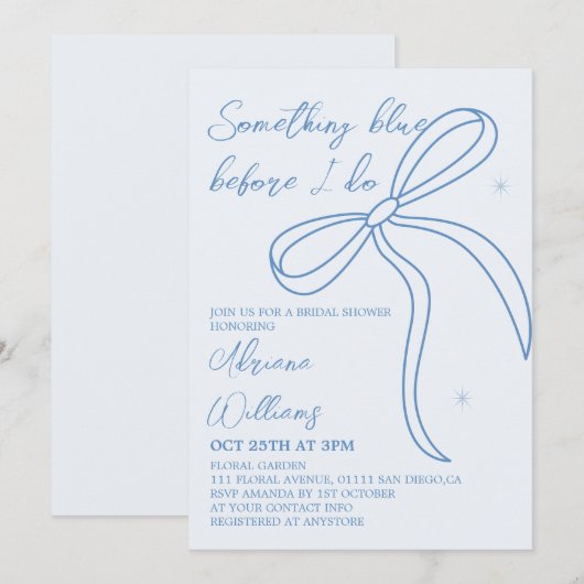 Iets Blue Bow Vrijgezellenfeest Kaart (Voorkant / Achterkant)