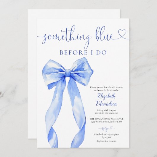 Iets Blue Bow Vrijgezellenfeest Kaart (Voorkant / Achterkant)