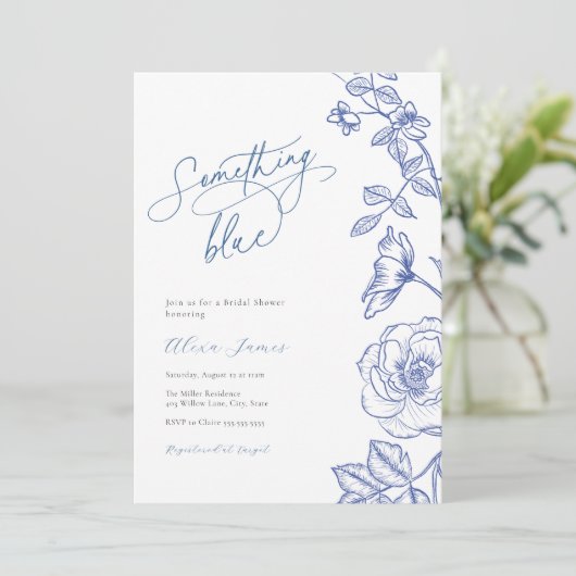 Iets Blue Bridal Shower Invitation Kaart (Staand voorkant)