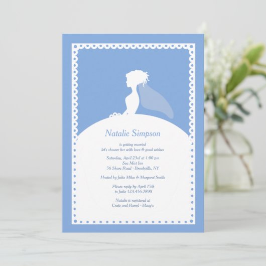 Iets Blue Bridal Shower Invitation Kaart (Staand voorkant)