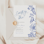 Iets Blue Bridal Shower Invitation Kaart<br><div class="desc">Blue Floral bruids douche uitnodiging ter ere van de bruid om te zijn! Ontwerp heeft een rand van blauwe hand getekende bloemen. Personaliseer met uw informatie of klik op "Klik om verder aan te passen" om letterstijlen,  grootte en kleuren te bewerken.</div>