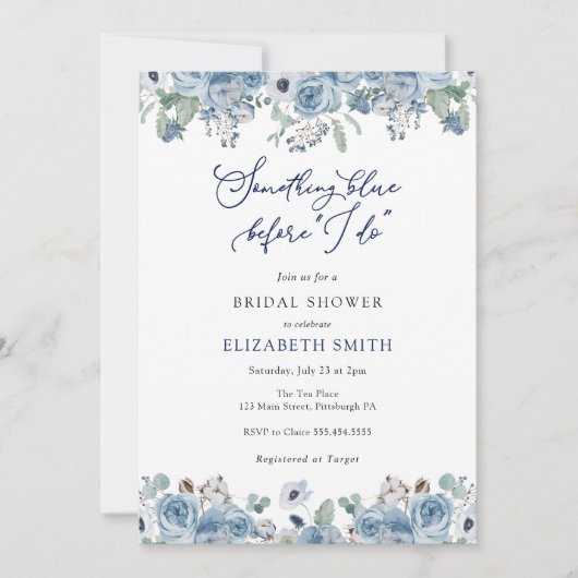 Iets Blue Bridal Shower Invitation Kaart (Voorkant)