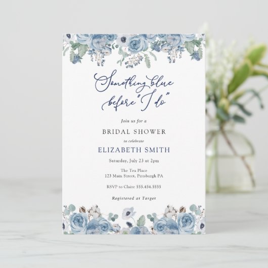 Iets Blue Bridal Shower Invitation Kaart (Staand voorkant)
