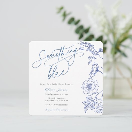 Iets Blue Bridal Shower Invitation Kaart (Staand voorkant)