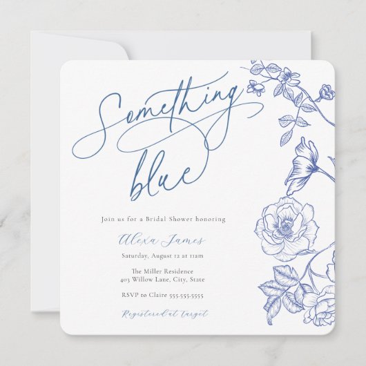 Iets Blue Bridal Shower Invitation Kaart (Voorkant)