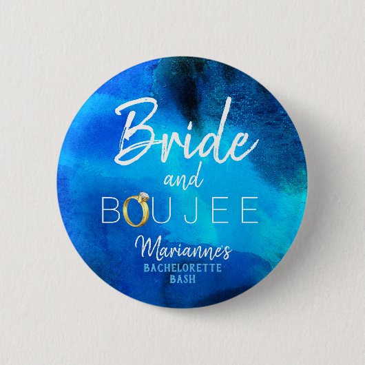 Iets Blue| Bride en Boujee|Bachelorette Ronde Button 5,7 Cm (Voorkant)